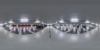 three - dimensional view of an indoor parking lot with lots of vehicles parked in the middle