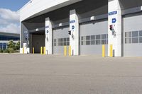 an asphalt lot with a parking area in front of it, showing various types of parking areas