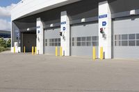 an asphalt lot with a parking area in front of it, showing various types of parking areas