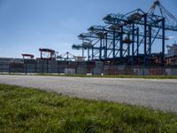 large container crane at an industrial dock in the city of chicago, illinois, usa