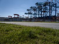 large container crane at an industrial dock in the city of chicago, illinois, usa