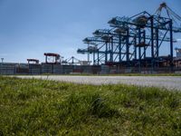 large container crane at an industrial dock in the city of chicago, illinois, usa