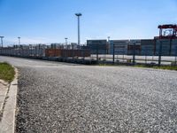 Industrial road with street lights and clear sky in Bremen, Germany