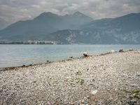 Italy Landscape Overlooking Lake with Mountain View