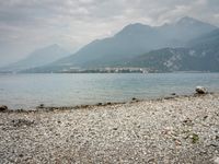 Italy Landscape Overlooking Lake with Mountain View