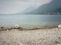 Italy Landscape Overlooking Lake with Mountain View