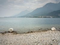 Italy Landscape Overlooking Lake with Mountain View