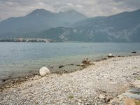 Italy Landscape Overlooking Lake with Mountain View