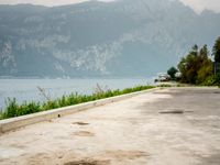 Italy Scenic Road with Lake and Mountains View 005