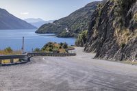 Landscape of Mountain, Ocean, and Rock Wall