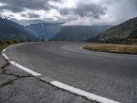 Landscape of Curving Asphalt Road in Austrian Highlands