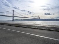 Lisbon Cityscape with Coastal Road and Bridge