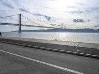 Lisbon Cityscape with Coastal Road and Bridge