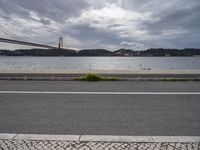 Lisbon Cityscape with Coastal Road and Bridge