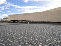 Lisbon's Cobblestone Road with Architectural Facade