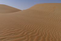 sand dunes covered in small waves and sand in the desert area of the sahara plain