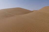 sand dunes covered in small waves and sand in the desert area of the sahara plain