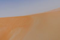 a desert with a lone horse and some sand dunes and blue sky in the background