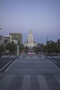 Los Angeles, California: Night Cityscape with Skyscrapers and Street Lights