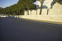 a skateboarder is going around a corner and has stopped at the curb waiting for something to come