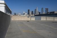 view of the city from a building with no parking spaces and a sign saying'be quiet for everyone who has come to know you