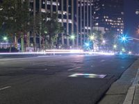 Los Angeles City Night View with Modern Architecture and Street Lights