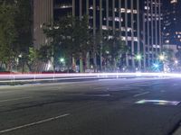 Los Angeles City Night View with Modern Architecture and Street Lights