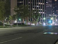 Los Angeles City Night View with Modern Architecture and Street Lights