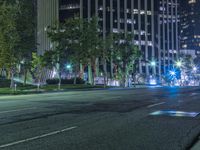 Los Angeles City Night View with Modern Architecture and Street Lights