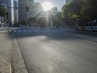 Los Angeles City Road with Modern Architecture and Sunlight