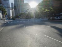 Los Angeles City Road with Modern Architecture and Sunlight