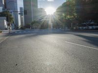 Los Angeles City Road with Modern Architecture and Sunlight