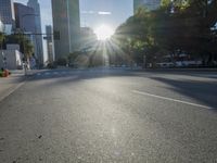 Los Angeles City Road with Modern Architecture and Sunlight