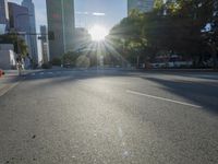 Los Angeles City Road with Modern Architecture and Sunlight