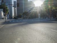 Los Angeles City Road with Modern Architecture and Sunlight