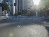 Los Angeles City Road with Modern Architecture and Sunlight