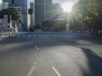 Los Angeles City Road with Modern Architecture and Sunlight