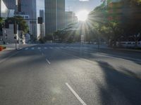 Los Angeles City Road with Modern Architecture and Sunlight