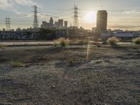 Los Angeles City Skyline: Evening Contrails in the Clear Sky