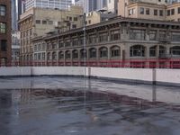 Los Angeles Cityscape at Dawn with Reflections in the Wet Streets