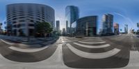 an distorted view of the city of los angeles at night and day time with motion blur