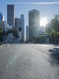 Los Angeles Cityscape: Downtown Skyscrapers under a Clear Sky