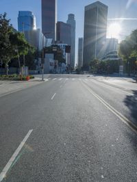 Los Angeles Cityscape: Downtown Skyscrapers under a Clear Sky