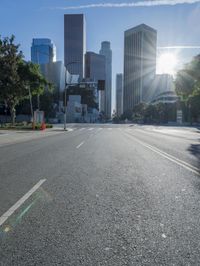 Los Angeles Cityscape: Downtown Skyscrapers under a Clear Sky