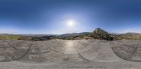 this is an image of panorama time lapse of a skateboarder jumping a wave