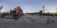 a fish eye lens photo taken from the ground with stairs going up and people standing on either side