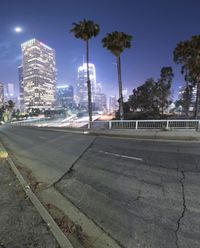 Los Angeles Nighttime: Road Lights Illuminating the City