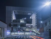 Los Angeles Nighttime: Skyway Stadium Illuminated by Artificial Light
