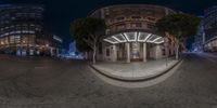 three images of a street from the 360 eye view camera of the building next to it