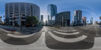 an image of a picture of an empty street as a reflection of a building in another image